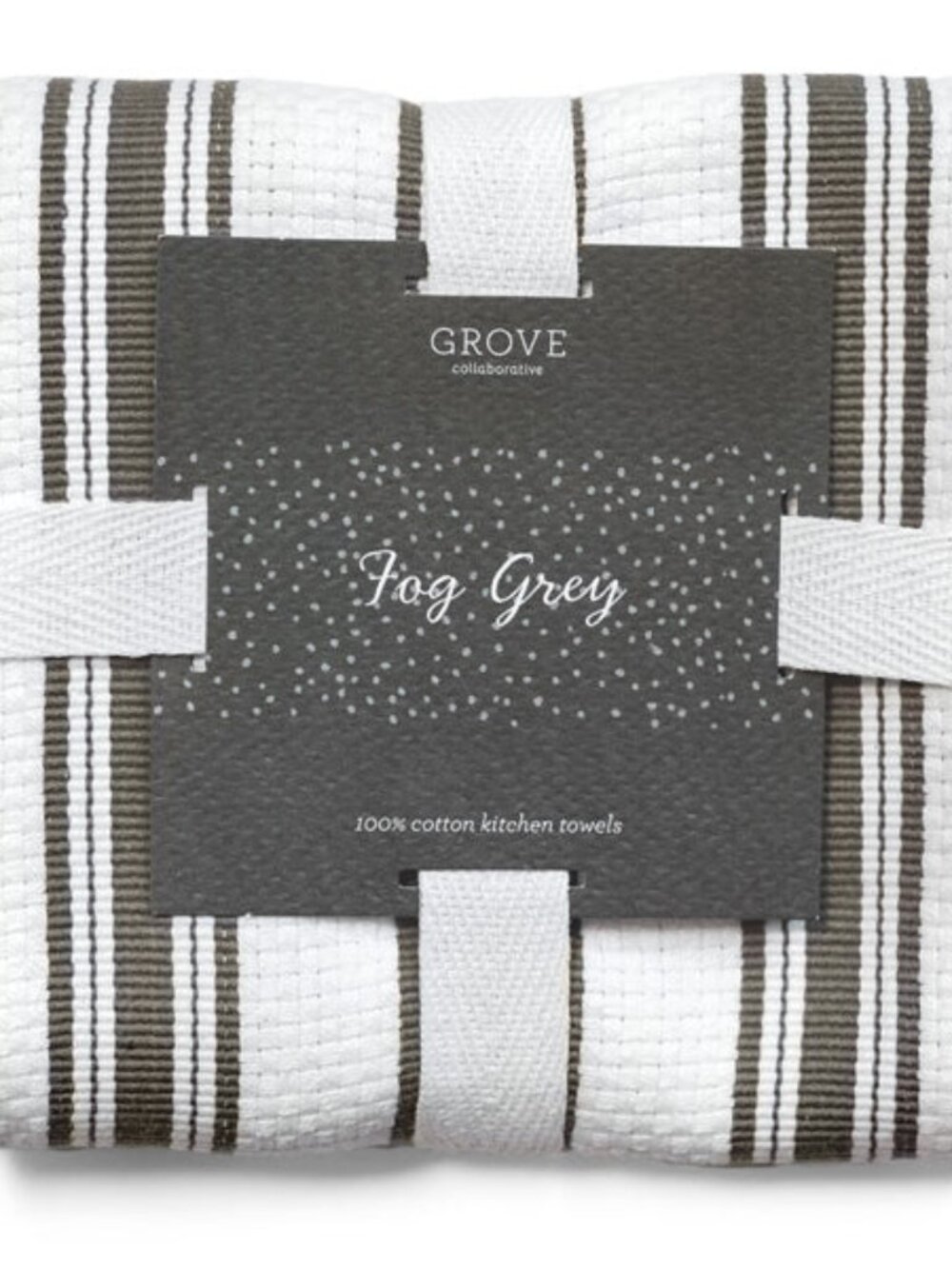 Grove Collaborative Fog Grey 100% Organic Cotton Kitchen Towel  2 Pack NIP E-1